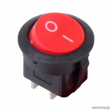 Выключатель клавишный круглый 250V 6А (2с) красный REXANT MRS-102-8