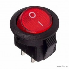 Выключатель клавишный круглый 250V 3А (2с) красный REXANT SC-214
