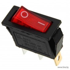 Выключатель клавишный 250V 15А (3с) красный REXANT RWB-404