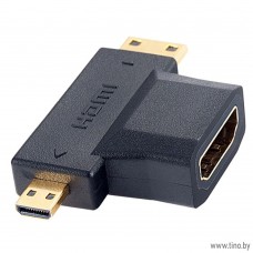 Адаптер HDMI A розетка - HDMI D вилка - HDMI C вилка, Perfeo