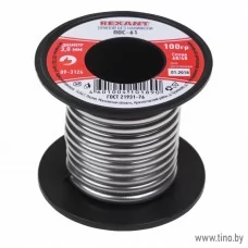 Припой без канифоли, ПОС-61 100 гр, Ø3,0 мм, REXANT 09-3124