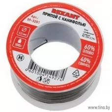 Припой ПОС60 с канифолью, 100 гр, Ø0.5 мм, REXANT 09-3201