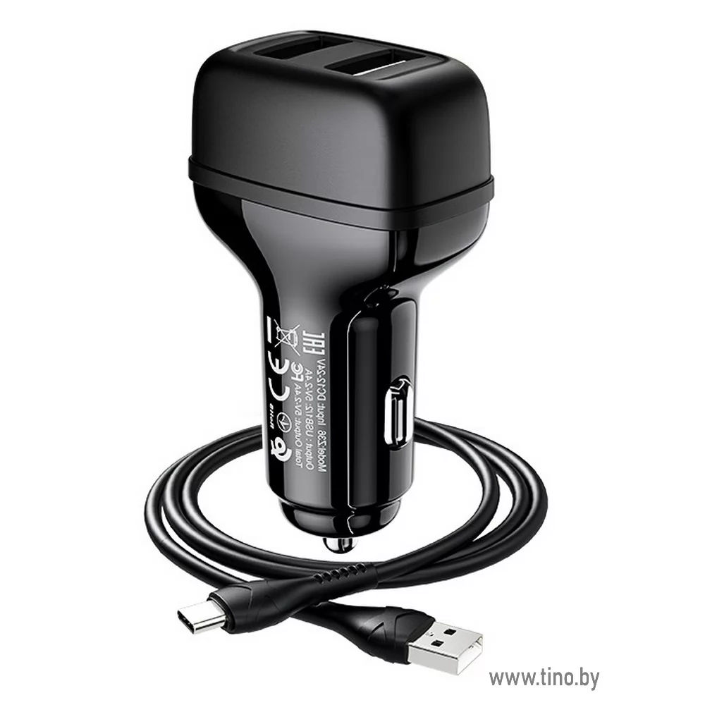 Зарядное устройство в прикуриватель HOCO Z36 2USB 2.1A черное